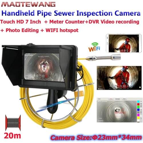 GAMWATER 20M WIFI wireless Handheld Industrial Pipe Sewer Inspection Video Camera with Meter Counter / DVR Video recording