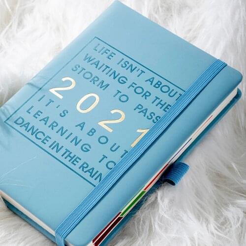 Notebook Fashion Agenda 2021 Jan-Dec English Language Thicken Notebook A5 Leather Soft Cover School Planner Efficiency Journal