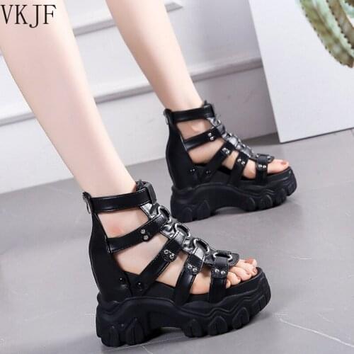 Boots Women New 2021 Clogs Platform Female Shoes Luxury Zipper Lolita Ladies Fashion High Heel Sandals Elegant Summer