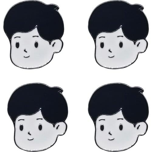 4pcs Handsome Boy Brooches Enamel Pins Jackets Lapel Pin Hat Button Metal Clothes Badges Women Men Kids Jewelry Gifts