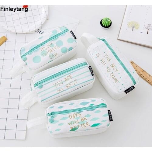 Cute Green Stationery Pencil Case Canvas Pencil Bag School Stationery Supplies Cute and Fresh Gift Kid Gift Novelty Pencil Box