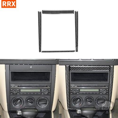 Black Carbon Fiber Stickers Interiors CD AC Central Control Panel Frame Car Accessories For Volkswagen VW Golf 4 MK4 1999-2004