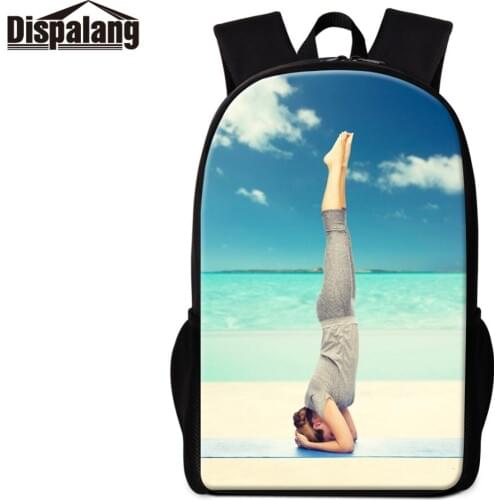 Dispalang Fashion Design Yoga Pattern 300D Polyester Oxford Fabric Female Schoolbag for Girl College Style Backpack for Student