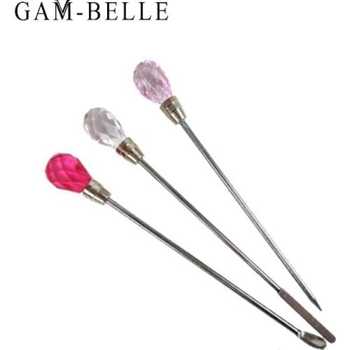 GAM-BELLE 3Pcs/Set Stainless Steel Nail Art Dotting Pen Nail Art Stirring Rod Tool Powder Liquid Picking Spoon Manicure Tool Kit