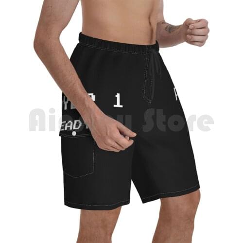 Player 1 Ready Beach Shorts Men Beach Pants Swimwear Gamers Gamer Game Games Gaming Nerd Geek Geeks Video Computer