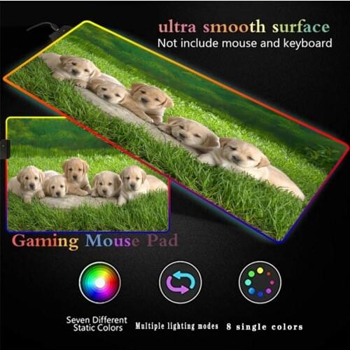Cute Dog Animal RGB Gaming Mouse Pad Large Gamer Computer Mousepad LED Keyboard Desk PC Mause Pad Laptop Desk Mat Multiple Size