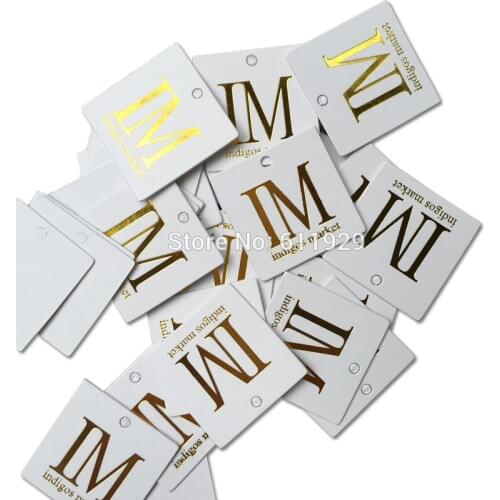 Custom earrings tags/jewelry paper labels/white tag with golden logo/gift packing labels/price tag/DIY card clothing hang tag