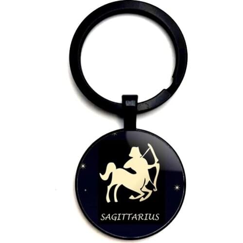 2020 Creative Retro Art Ancient Greek Gold 12 Constellation Glass Cabochon Pendant Keychain Men and Women Jewelry Keychain