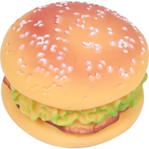 LeChong Pretend To Be A Food Can Make A Sound Pet Toy Hamburger Shape Pillow Creative Funny Plush Dog Toy Cat Molars Plaything