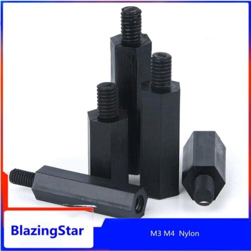 M3 M4 Black Hexagonal nylon column single head male and female nylon partition white nylon partition plastic column slot screw