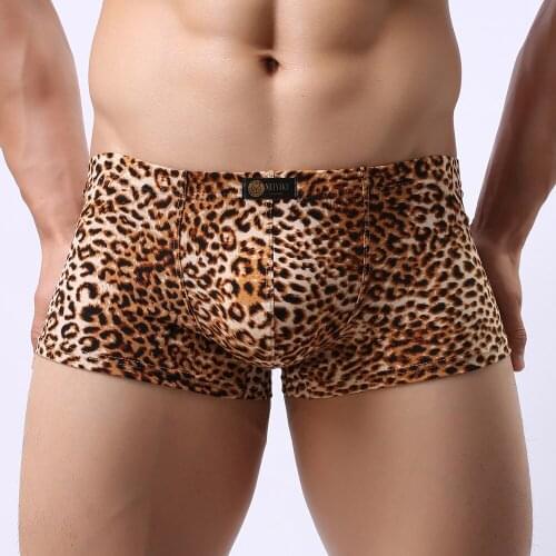 Mens Breathable Shorts Tunks Underwear Leopard Panties Boxer Briefs Underpants Men Boxer Shorts Breathable