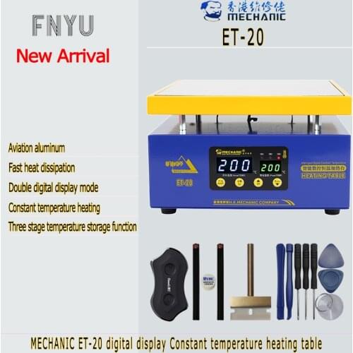 Heating Table MECHANIC ET-20 Intelligent Constant Temperature Double Digital Display For Repairing LED Lamp Of Mobile Phone PCB