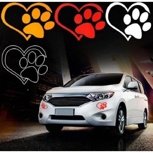 Lovely Heart Shaped Dog Cat Paw Print Car Sticker for Camper Van Motorcycles Car Decor Waterproof Vinyl Decal