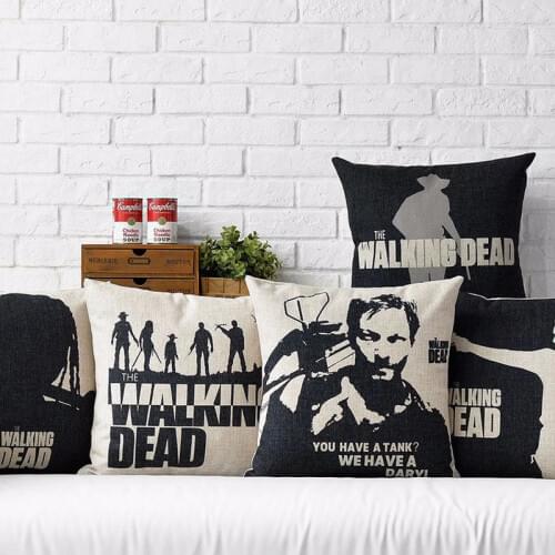 Movie Style The Walking Dead Printed Cotton Linen Cushion Cover Home Decorative Throw Pillow Case Almofadas Cojines