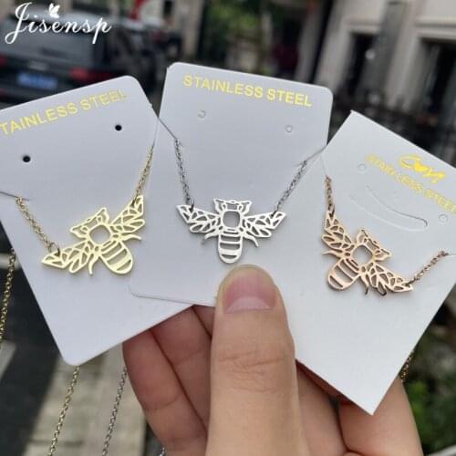 Stainless Steel Origami Bee Necklaces for Women Lovely Animal Paw Deer Rabbit Dog Pendant Necklace Jewelry Accessories 2021