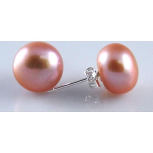 Wholesale 10-11mm Cultured Natural Freshwater Pearl 925 Sterling Silver Pearl Earring