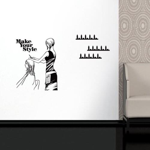 Hair Salon Wall Decal Sticker Barber Shop Scissor Vinyl Window Decals Decor Mural Hairdresser Glass Beauty Salon Sticker