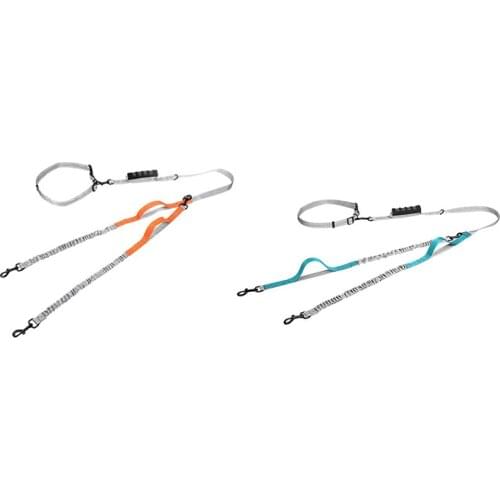 Hands Free Dog Leash for Walking Running Training Jogging,Heavy Duty Double Shock Absorbing Bungee Dog Leash Kit for 2 Dogs,Wais