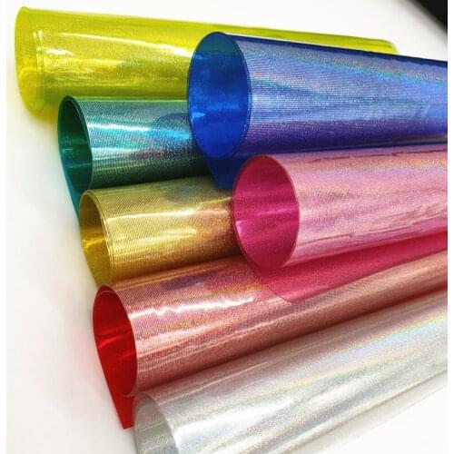 A4 20*33CM clear waterproof solid hologram synthetic PVC leather fabric for DIY accessories 397