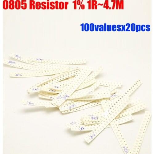 0805 SMD Resistor 1% Tolerance 100valuesx20pcs=2000pcs Resistor Kit 1R~4.7M Assorted Kit