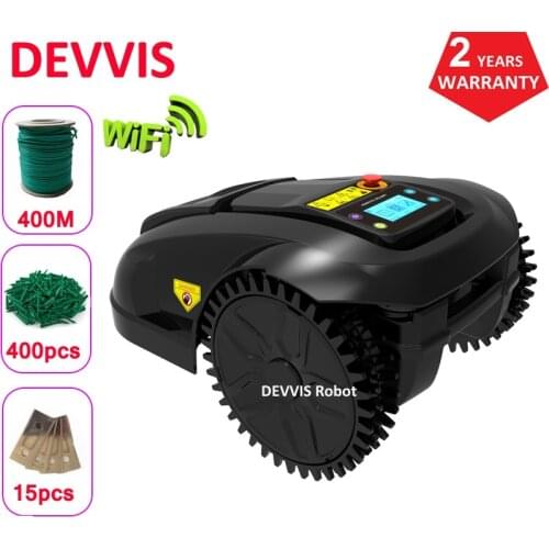 Robotic Lawn Mower with Rain Sensor and Safety Shut-Off with 400m wire+400pcs pegs+20pcs blades