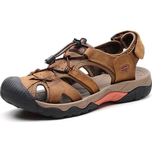 Mens Sandals Leather Mens Shoes Summer New Style All-match Breathable Fashion Sandals Slippers Man Footwear