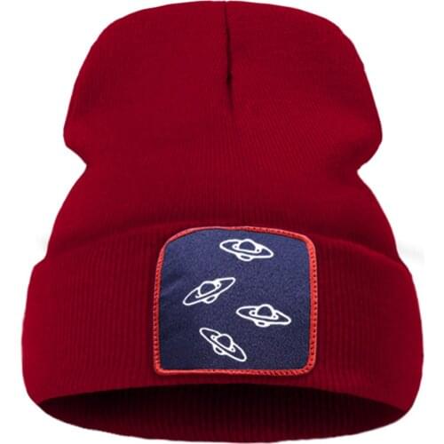 Planet Spacecraft Print Bonnet Cap Sport Unisex Knitted Caps Spring New 2020 Thick Beanie Hats Street Foldable Flexible Hat