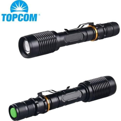 TOPCOM 5-Mode Tactical Police Flashlight High Power 10W Zoom White Light Torch XML-T6 LED Lantern For Hunting Camping Cycling