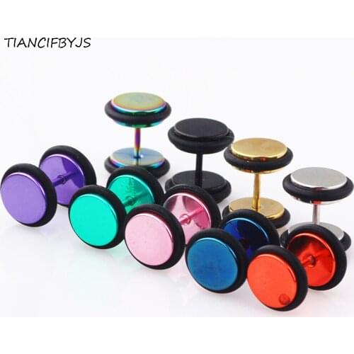 TIANCIFBYJS Stainless Steel Men Women Ear Stud Earrings Set Ear Helix Piercing Bar Plugs Tunnel Punk Style Body Jewelry 100pcs