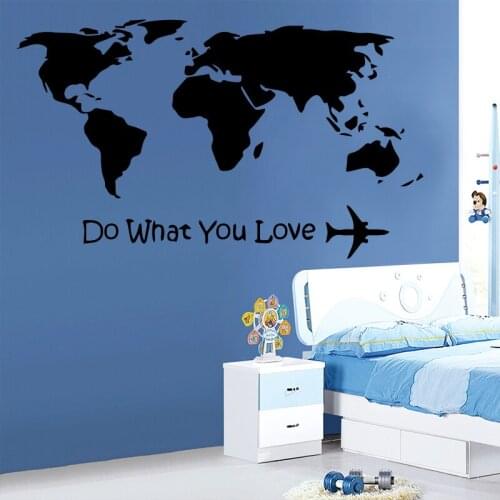 World Map Do what you love Vinyl Wall Stickers Home Decor For living room Home Decor Wallpaper Wall Art Decal Mural Accessories