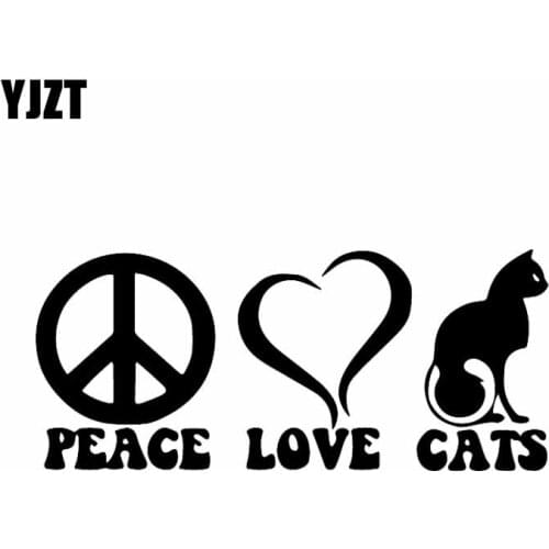 YJZT 17.1X7.4CM Peace Love Cats Cat Mom Cat Dad Cat Lover Vinyl Window Car Stickers Decal Black/Silver C24-1691