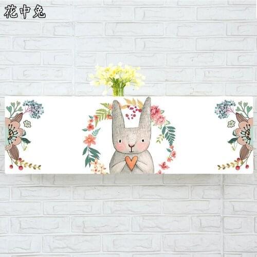 Indoor Air Conditioner Cover Wall Mounted Decorative Hood Embroidery 74 79 81 83 86 89 95 105 x 30 x 20cm Rabbit Hare White
