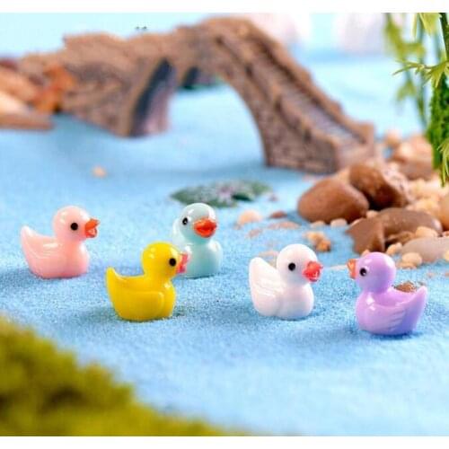 Yellow Duck Fairy Garden Miniatures Home Ornament Doll Toy Pendant Moss Lichen Micro Landscape Natural Resin Arts Crafts Gifts