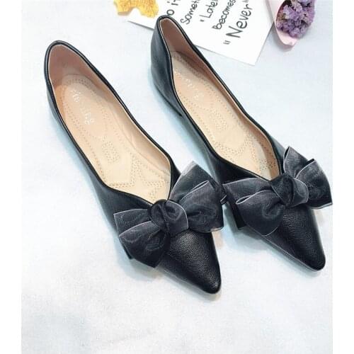 Flat Shoes Womens 2021 New Comfortable Pointed Flat Bottom Shallow Mouth Soft Bottom Womens Casual Shoes Plus Size 33-46