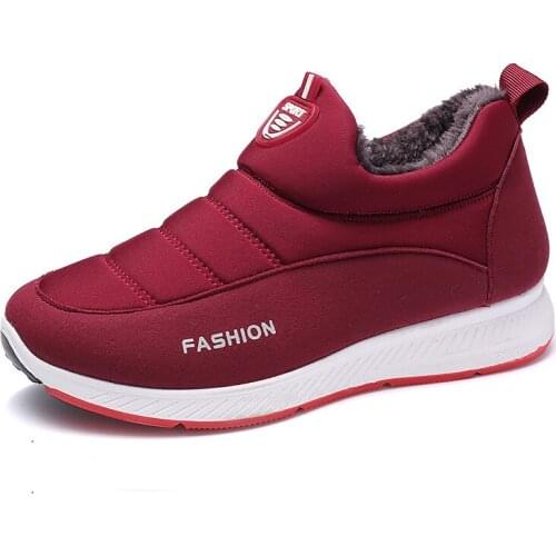 Snow Boots Women Shoes Warm Plush Fur Ankle Boots Winter Female Slip On Flat Casual Shoes Waterproof Women Sneakers