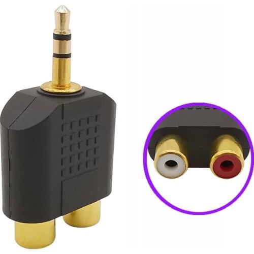 1Pcs Gold Plated 3.5mm Stereo Male to 2-RCA Female Adapter,Audio Splitter Connector, Dual RCA Jack Adapter, RCA to 3.5mm Adapter