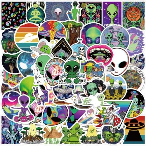 10/30/50PCS Cute Psychedelic Alien Cartoon Stickers DIY Skateboard Fridge Guitar Travel Snowboard Motorcycle Sticker Kid Toys