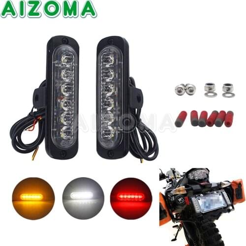 2pcs Universal Motorcycle LED B6 Dual Brake Taillight License Plate Light Red/White/Yellow DRL Running Lamp for Honda Harley