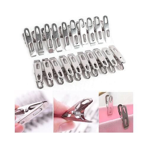 20pcs Stainless Steel Towel Clothes Pegs Clip Hang Pins Laundry Clamps Windproof