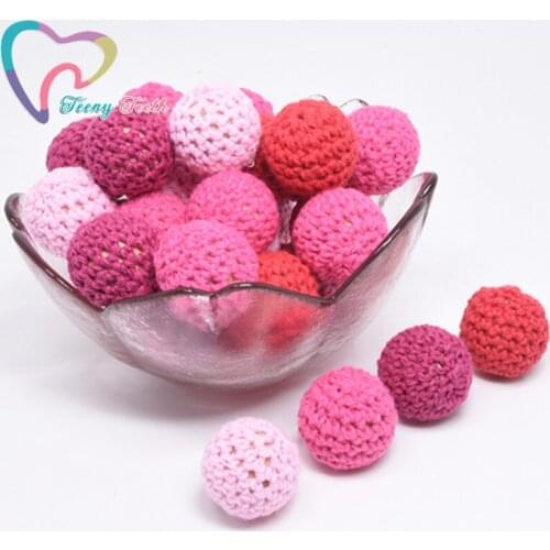 50 PCS Round 16-20MM Wooden Teether Crochet Beads Chewable Nursing Necklace Teething Beads Baby Teether Knitting Beads Children