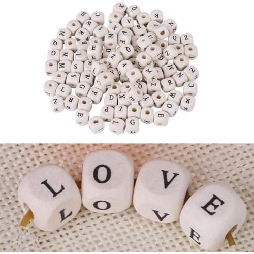 1000pcs per lot 8mm-10mm Charms Colorful Square Beads Wood Hole Letter alphabet Beads Beautiful DIY Spacer for Jewelry Making