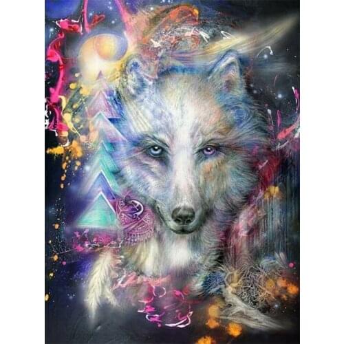 5D DIY Diamond Painting Wolf Colored Diamond Embroidery Animal Full Round Square Mosaic Cross Stitch Kits Home Decor Art Gifts