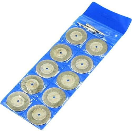 10PCS 35mm Diamond Abrasive Disc Coated Rotary Cutting Cut Off Blade Wheels with 2pcs Shank mandrels