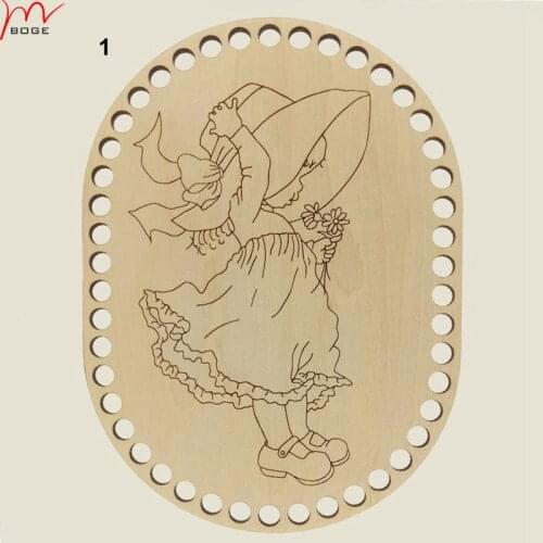 Free shipping Set 3 Oval Wooden Bottoms Wood Stitch Basin for Crochet with beautiful pattern 20*15cm