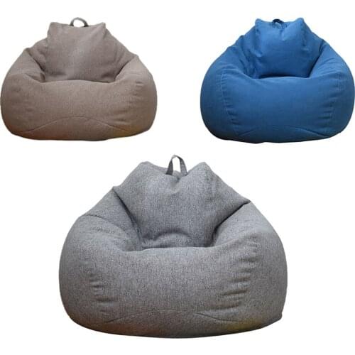 Large Small Lazy Sofas Cover Chairs without Filler Linen Cloth Lounger Seat Bean Bag Pouf Puff Couch Tatami Living Room