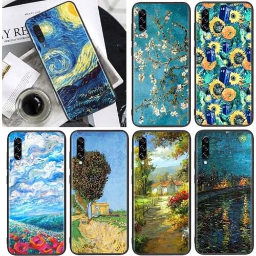 Van Gogh Star flower for Samsung Galaxy A90 A80 A70 A60 A50 A40 M30 A20E A2Core A10S A10E Soft Black Phone Case