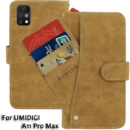Vintage Leather Wallet UMIDIGI A11 Pro Max Case 6.8" Flip Luxury Card Slots Cover Magnet Phone Protective Cases Bags