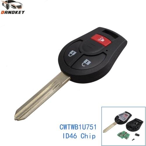 Dandkey CWTWB1U751 With ID46 Chip 3 Buttons Remote Key Fob For Nissan Cube 2009-2012 Rogue 2008-2013 Juke Smart Car Key