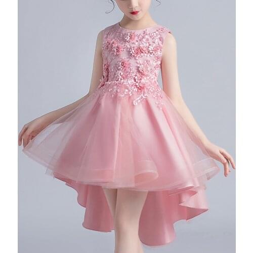 New Design Kids Dress For 4-12 Girls Embroidery Wedding Party Tailing Frock Elegant Princess Sleeveless Children’s Dress