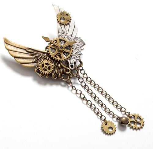 Steampunk Hair Clip Goth Punk Gear Wings Vintage Lolita Lady Headwear hair accessories